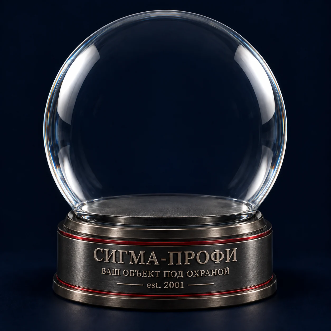 Стеклянный сувенирный шар на тёмной подставке